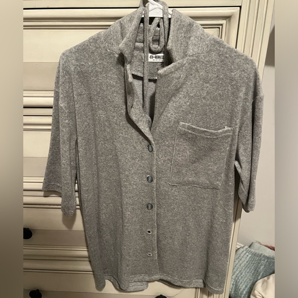 NWOT 4th & Reckless Terrycloth Buttonup and bra top